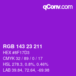 颜色代码: RGB 143 23 211 | qconv.com