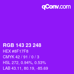 Color code: RGB 143 23 248 | qconv.com