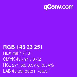 Color code: RGB 143 23 251 | qconv.com