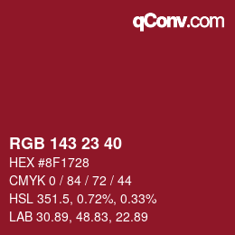 カラーコード: RGB 143 23 40 | qconv.com