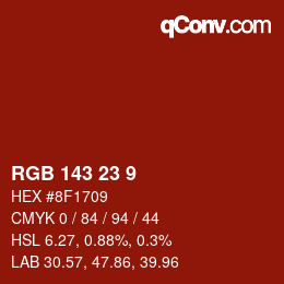 Color code: RGB 143 23 9 | qconv.com