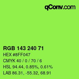 Color code: RGB 143 240 71 | qconv.com