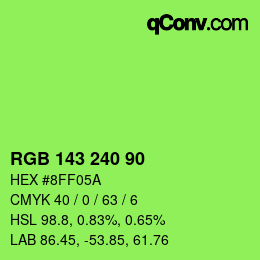 Color code: RGB 143 240 90 | qconv.com