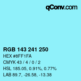Color code: RGB 143 241 250 | qconv.com