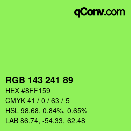 カラーコード: RGB 143 241 89 | qconv.com