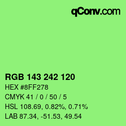 颜色代码: RGB 143 242 120 | qconv.com