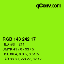 Color code: RGB 143 242 17 | qconv.com