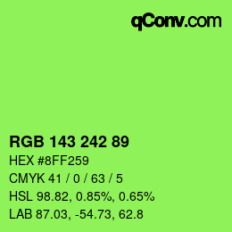 Color code: RGB 143 242 89 | qconv.com
