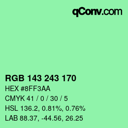 Color code: RGB 143 243 170 | qconv.com