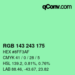 Color code: RGB 143 243 175 | qconv.com