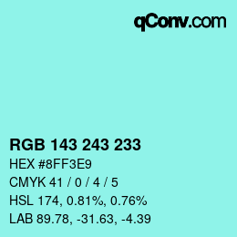 Color code: RGB 143 243 233 | qconv.com