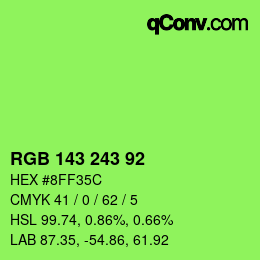 Color code: RGB 143 243 92 | qconv.com