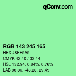 Farbcode: RGB 143 245 165 | qconv.com