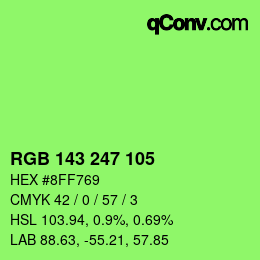 颜色代码: RGB 143 247 105 | qconv.com