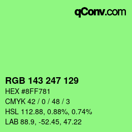 Color code: RGB 143 247 129 | qconv.com
