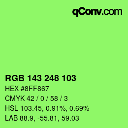 カラーコード: RGB 143 248 103 | qconv.com