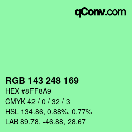 Color code: RGB 143 248 169 | qconv.com
