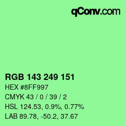 Color code: RGB 143 249 151 | qconv.com