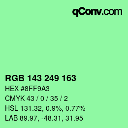 Color code: RGB 143 249 163 | qconv.com