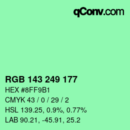 Color code: RGB 143 249 177 | qconv.com