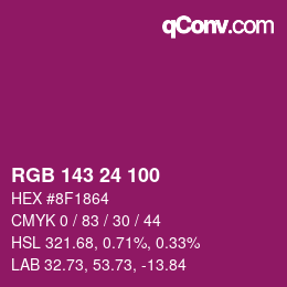カラーコード: RGB 143 24 100 | qconv.com