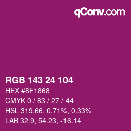 颜色代码: RGB 143 24 104 | qconv.com
