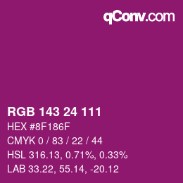 カラーコード: RGB 143 24 111 | qconv.com