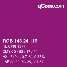 カラーコード: RGB 143 24 119 | qconv.com