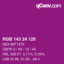 カラーコード: RGB 143 24 126 | qconv.com