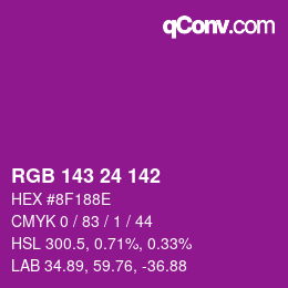カラーコード: RGB 143 24 142 | qconv.com