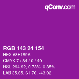 Color code: RGB 143 24 154 | qconv.com