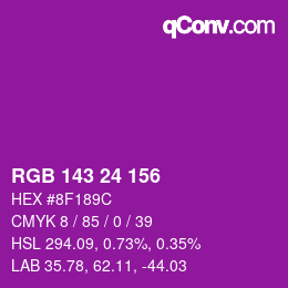 カラーコード: RGB 143 24 156 | qconv.com