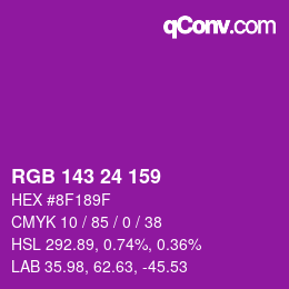 カラーコード: RGB 143 24 159 | qconv.com