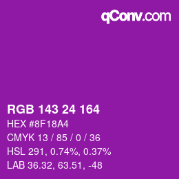 Color code: RGB 143 24 164 | qconv.com