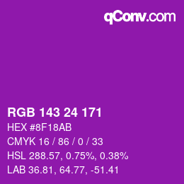 カラーコード: RGB 143 24 171 | qconv.com