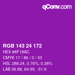 颜色代码: RGB 143 24 172 | qconv.com