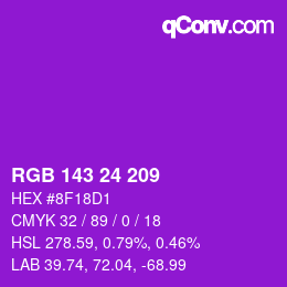 Color code: RGB 143 24 209 | qconv.com