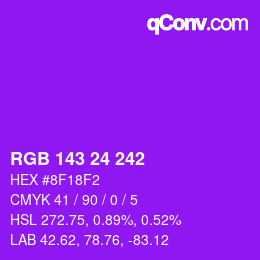 颜色代码: RGB 143 24 242 | qconv.com