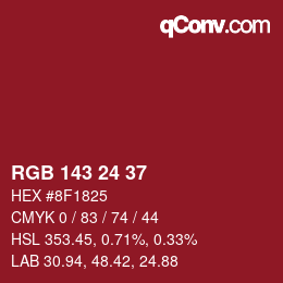 Color code: RGB 143 24 37 | qconv.com