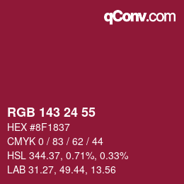 カラーコード: RGB 143 24 55 | qconv.com