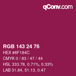 Farbcode: RGB 143 24 76 | qconv.com