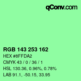 Color code: RGB 143 253 162 | qconv.com
