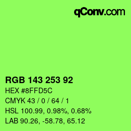 カラーコード: RGB 143 253 92 | qconv.com
