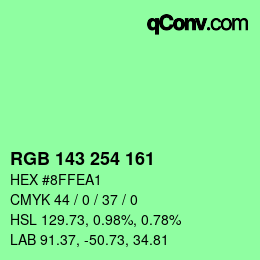 カラーコード: RGB 143 254 161 | qconv.com