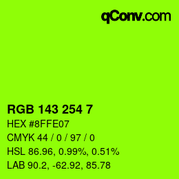 カラーコード: RGB 143 254 7 | qconv.com
