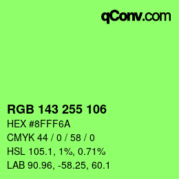 Color code: RGB 143 255 106 | qconv.com