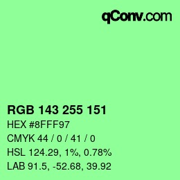 Color code: RGB 143 255 151 | qconv.com