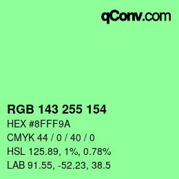 Color code: RGB 143 255 154 | qconv.com
