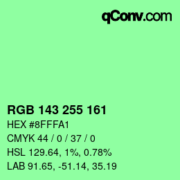 Color code: RGB 143 255 161 | qconv.com