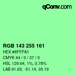 カラーコード: RGB 143 255 161 | qconv.com